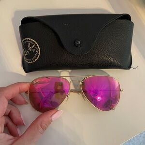 Authentic aviator Ray bans - reflective pink lenses